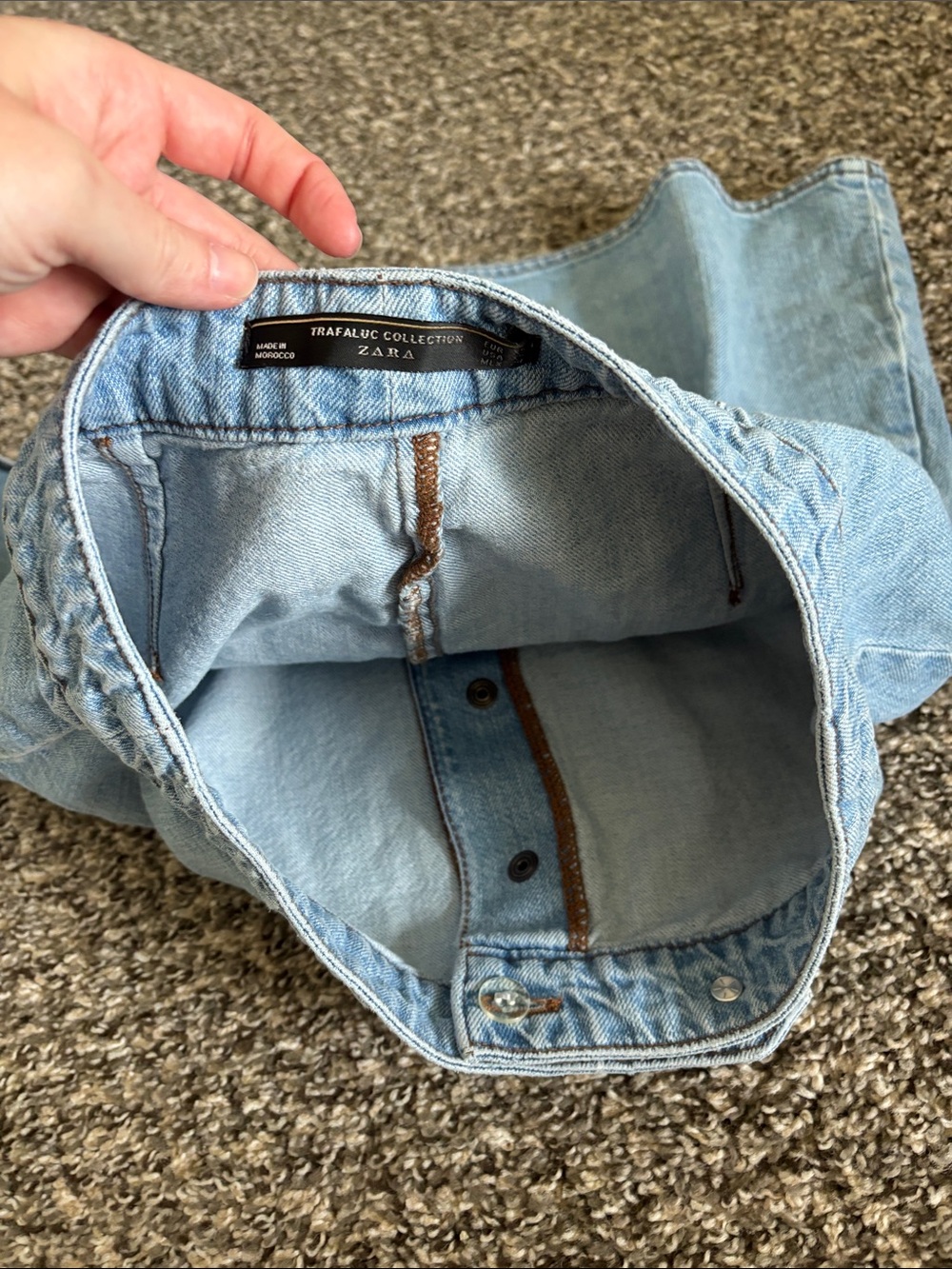 Zara Light Blue Denim Button-Front A-Line Mini Skirt - Picture 4 of 4